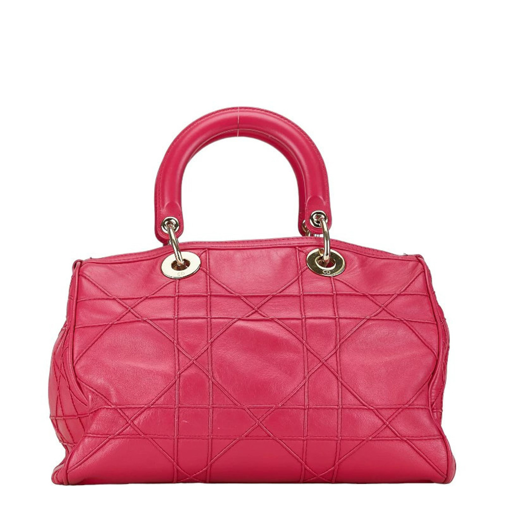 Dior Granville Cannage Handbag Shoulder Bag Pink Leather - Picture 4 of 8